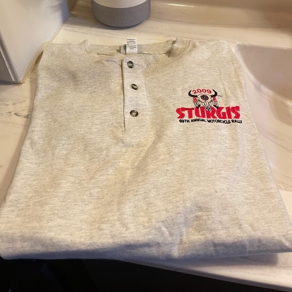 BUNDLE of Two 2009 Sturgis 69th Motorcycle Rally Henley Shirts, Never Worn, XL - Picture 8 of 14